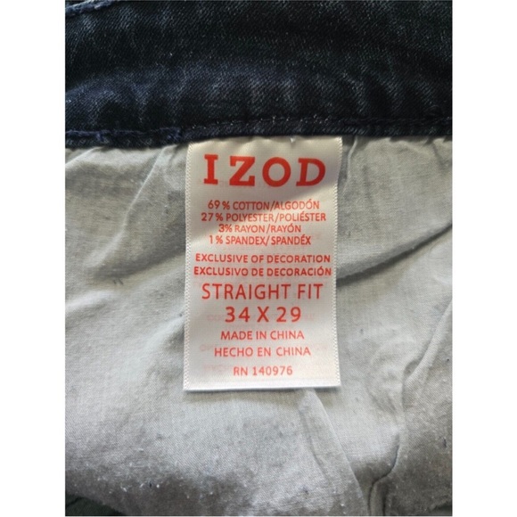 Izod Comfort Stretch Straight Fit Men's
Blue Jeans Size 34x29 - Picture 6 of 6
